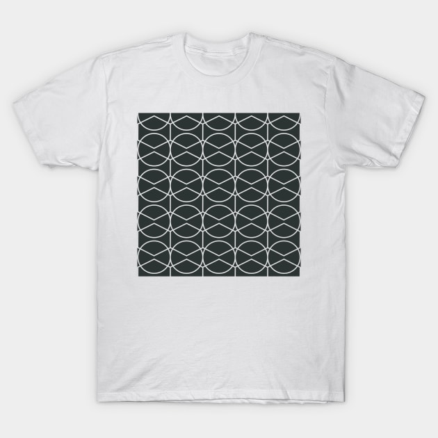 Mid-Century Modern Pattern - Black Background T-Shirt by arcanumstudio